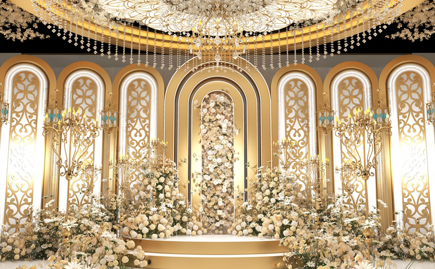 凤县香槟色调婚礼堂效果展示